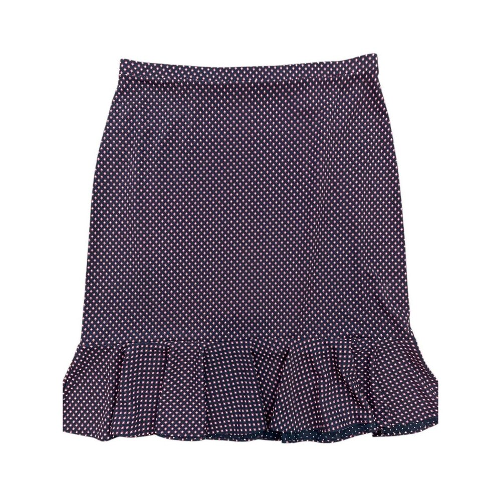 MICHAEL Michael Kors Ruffled Mini Skirt - Navy Red White Geometric Size 12